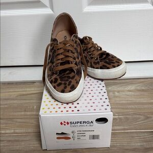 Superga Brown and Black Animal Print Sneakers